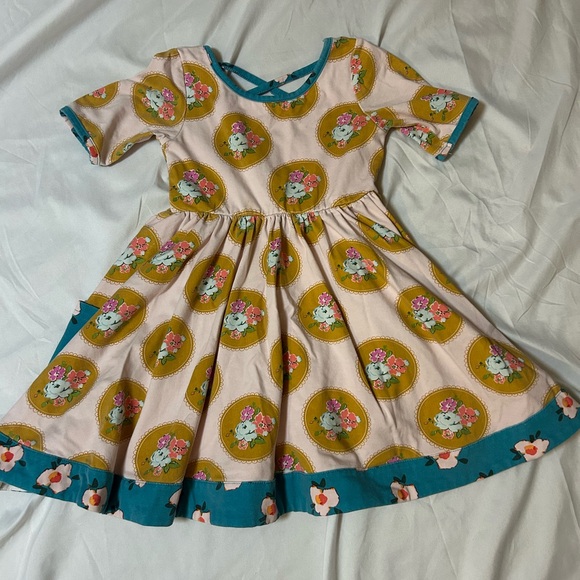 SWEET HONEY Boutique DRESS PINK/TURQUOISE SIZE 3T Floral Cottagecore Shabby Chic - Picture 3 of 13